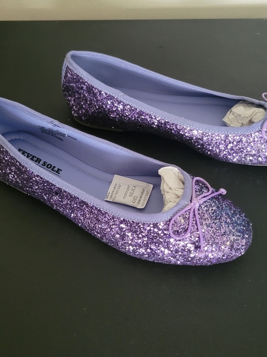 Fever Sole Shoes - Fever Sole 8.5 Women's Purple Glitter Ballet Flats